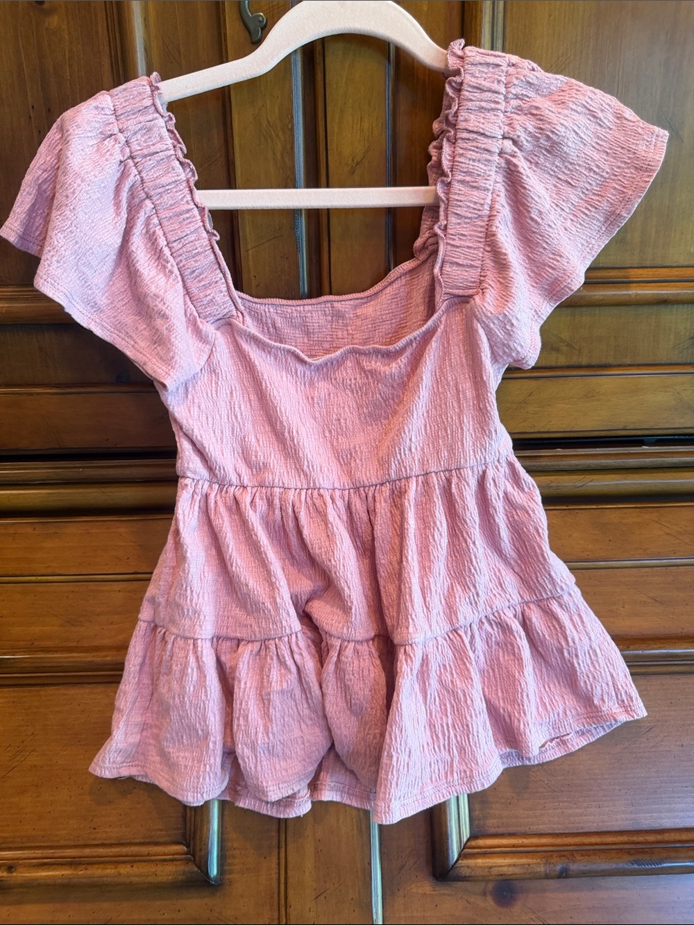 Altar'd State Pink Textured Square-Neck Tiered Tank - Picture 5 of 5